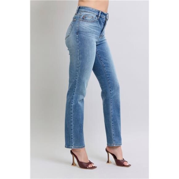 Judy Blue Full Size Run Vintage Wash Thermal Straight Jeans - Picture 4 of 9